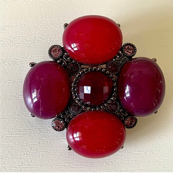 Vintage red purple cabochon brooch and pendant - Picture 1 of 2